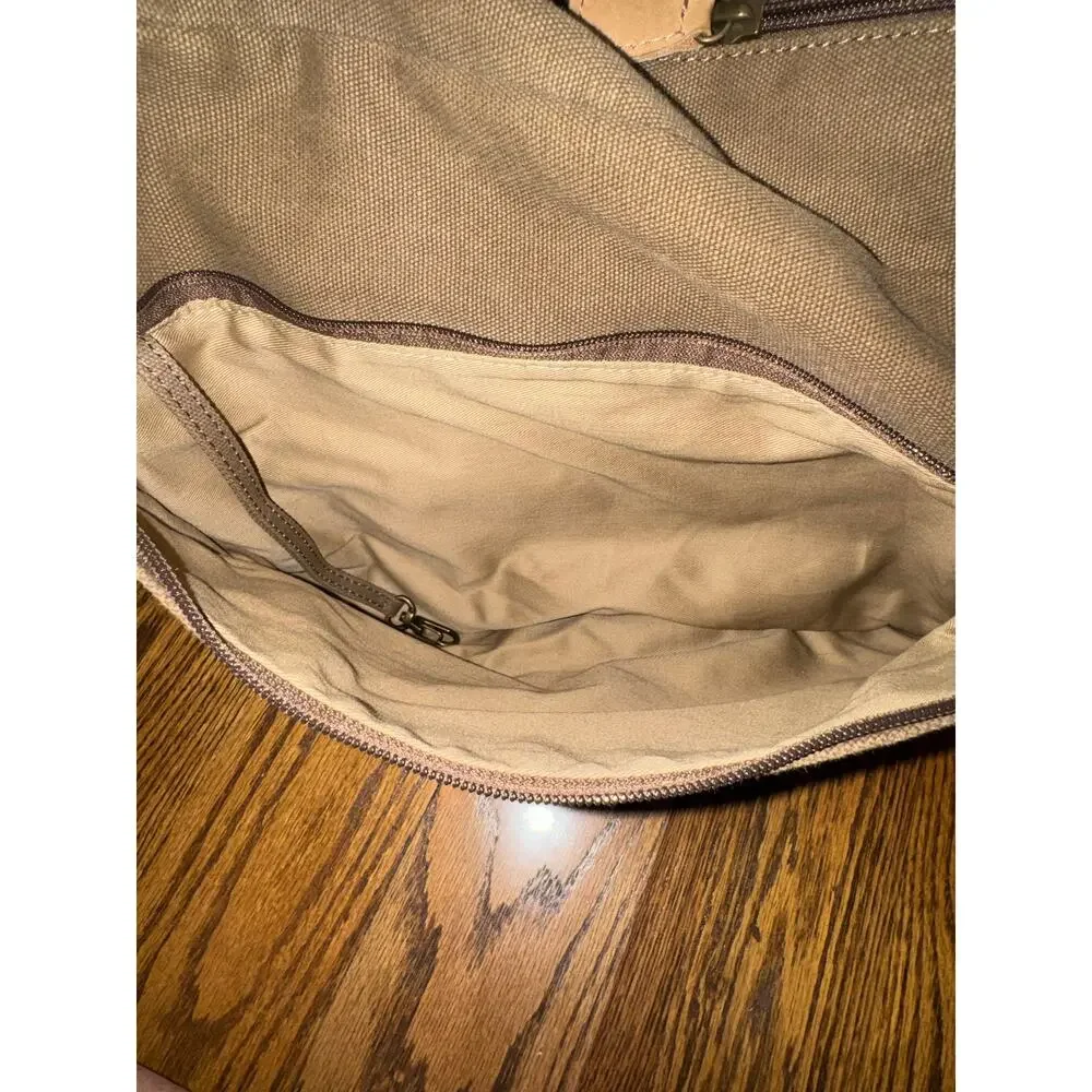 Vintage L.L. Bean Canvas & Leather Field Messenger Bag Crossbody Khaki 90s/00s